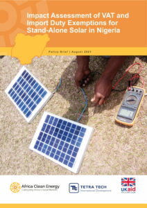 Impact Assessment of VAT and Import Duty Exemptions for Stand-Alone Solar in Nigeria